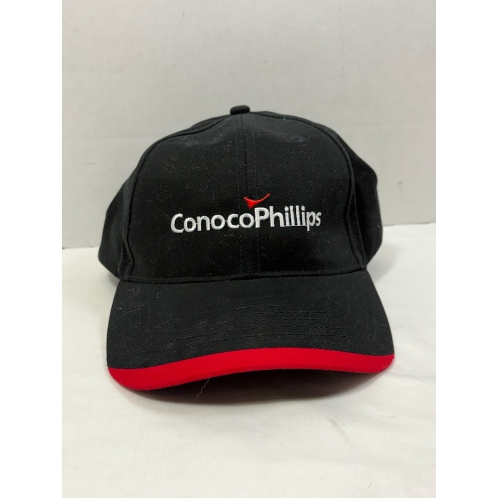 ConocoPhillips Logo Baseball Cap Black Red Cotton Adjustable Hat One Size
